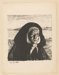 Breton öregasszony kapucnival
