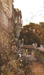 A teraszon, Haddon Hall (akvarell)