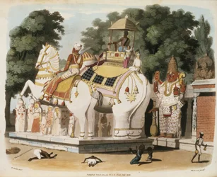 A bennszülöttek tisztelegnek uralkodójuk előtt, Thomas Medland (1755-1823) metszete 1803