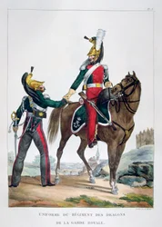 A királyi gárda dragonyosezredének egyenruhája, Franciaország, 1823.