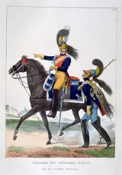 A királyi gárda elit csendőreinek egyenruhája, Franciaország, 1823.