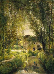 Napsütötte patakkal ábrázolt táj, kb. 1877