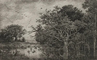 A mocsár gólyákkal, 1851 körül