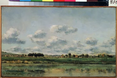 ""a Loing partjai Szajna-et-Marne-ban (Seine et Marne)"" (Banks of the Loing) Charles Francois Daubigny (1817-1878) festménye 1858-1859 Méret: 25x41 cm Ermitázs Múzeum, Szentpétervár (Szentpétervár) PÉTERBOURG)