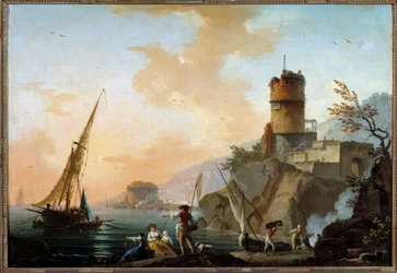 Tengeri, kilátás a Földközi-tengerre Charles Francois Lacroix marseille-i festménye (1720-1779) 18. század V. 0,61x0,82 m Orleans, Musee des Beaux Arts