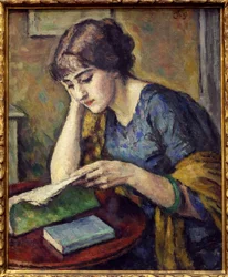 Olvasás. Charles Guerin (1875-1939) festménye, Olaj, vászon