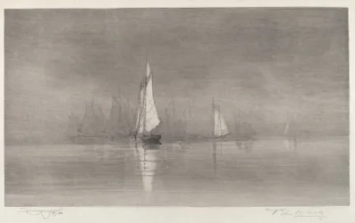 Untitled (Kikötői jelenet vitorláshajókkal)