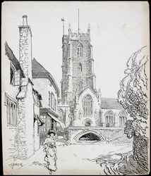 Kilátás a Szent György-templom déli oldaláról, Dunster, Somerset