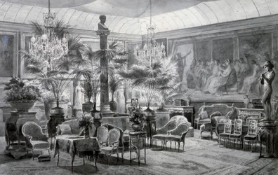 Mathilde hercegnő téli kertje, Charles Giraud (1819-1892) gouache- és tusrajza