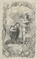 Illusztráció a viharhoz: Caliban, Ferdinand és Ariel, 1836.
