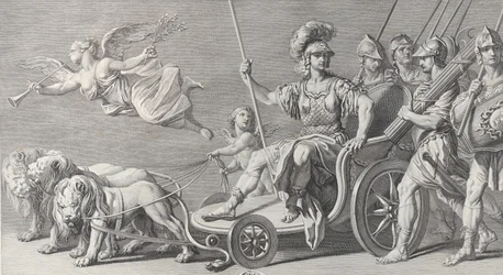 Mars három oroszlán vontatta harci szekéren, 1749.