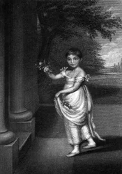 Elizabeth Barrett Moulton-Barrett kilenc évesen, metszett G. Cook, c. közepe C19