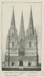 Lichfield katedrális – nyugati front: metszet, 1819