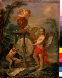 Ámor nyilat élez. Charles Joseph Natoire festménye (Charles-Joseph Natoire