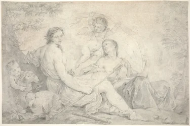 Hestia mitikus tájban, 1760 körül (grafit pergamen)