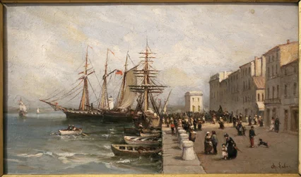 A Quai Saint Pierre és a Vámház Cannes-ban. Labor Károly (1813-1900) festménye, olaj, vászon, 19. század eleje. Musee de la Castre, Cannes.