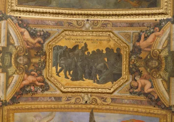 Segítség az embereknek az 1662-es éhínség idején, mennyezeti festmény a Galerie des Glacesből