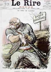 Georges Clemenceau (1841-1929) francia politikus, Leandre rajzfilmje, amely az árkok tisztítójaként mutatja be, megjelent a "Le Rire" lapban 1918. február 16-án.