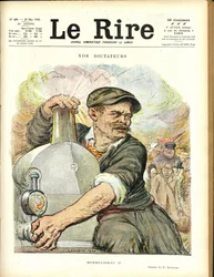 Charles Leandre (1862-1934) illusztrációja a Le Rire borítójára, 20.05.29 - Diktátoraink - Vasúti vonat - Gaston Monmousseau (1883-1960)