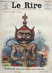 Theophile Delcasse (1852-1923), francia politikus – Le Gotha du „” Laughs”, XXXVI. szám, M. Delcasse, sziámi külügyminiszter – Charles Leandre rajzfilmje – (1902. december 6.)