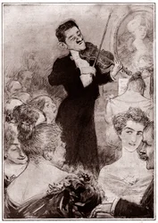 Hegedűs játszik egy társadalmi találkozón