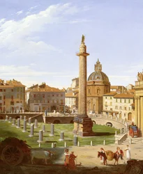 Kilátás Traianus fórumára, Róma, 1821