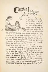 Alice a nővérével, illusztráció az Alices Adventures Under Ground-ból, kocsma. 1886 (fax)