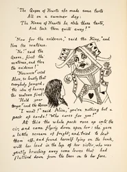 A Vörös Királynő azt mondja: Tartsd a nyelved Alice-nek, illusztráció az Alices Adventures Under Groundból, pub. 1886 (fakszimile)