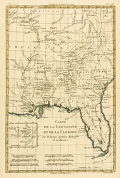 Louisiana és Florida, Guillaume Raynal (1713-96) „A földgömb összes ismert részének atlasza” című művéből, J L Pellet, Genf, 1780