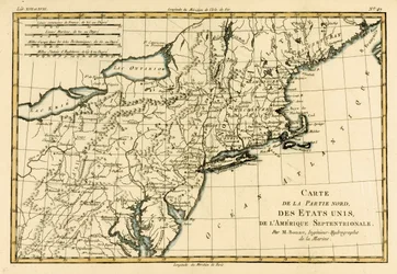 Amerika északkeleti partvidéke, Guillaume Raynal (1713-96) „A földgömb összes ismert részének atlasza” című művéből, J L Pellet, Genf, 1780