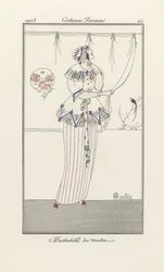 Reggeli ruha, a Costumes Parisiens-től, kocsma. 1913 (sablonnyomat)