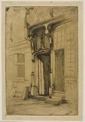 Egy ősi kolostor ajtaja a rue Mirabeau-ban, Bourges