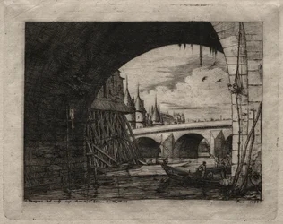 Párizs rézkarcai: A Notre Dame híd íve, 1853.