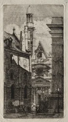 Párizs rézkarcai: Hegyi Szent István-templom, 1852.