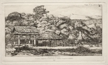 Natív pajták és kunyhók Akaroán, Banks-félszigeten, 1845