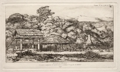 Natív pajták és kunyhók Akaroában, Banks-félszigeten, 1845, 1865.
