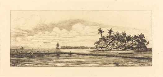 Óceánia, szigetek Uveában (Wallis); Peche aux palmes, 1845 (Óceánia: halászat, közeli pálmaszigetek az Uea-ban vagy a Wallis-csoportban)