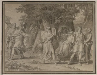Telemachus, mentor ösztönzésére, Calypso szigetének elhagyása, 1800.