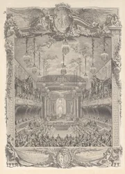A Versailles-ban épült nézőtér díszítése a ... előadására, kb. 1745.