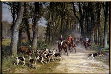 Az orleansi vadászherceg a sylvie ligetbe futott. Charles Olivier De Penne (1831-1897) festménye