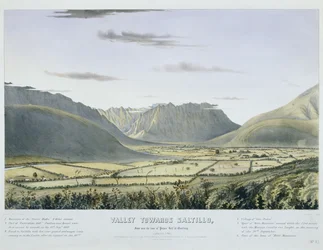 Völgy Saltillo felé, a "Palace Hill" lábának közeléből, Montereyben. [D-Nyugat felé nézve.]... [No. 3.] [az Egyesült Államok hadseregének hátvéd- és kocsivonatával, amely kapitulációja után érkezik a várba].