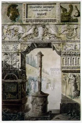 Antik töredékek az ókori Rómából, Charles Percier és Francois Leonard Fontaine (1762-1853) kocsma „Paloták, házak és egyéb modern épületek, rajzok Rómában” címlapjának terve. Párizs