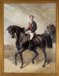 Jenő Lajos Napóleon császári herceg, III. Napóleon fia (1856-1879) lovas portréja. Charles Porion festménye (XIX. század)