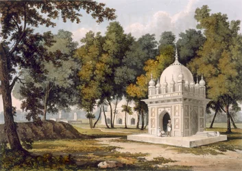 Sírok Etaya közelében, az "Egy festői túra a Gangesz és a Dzsumna folyók mentén Indiában" című, Thomas Sutherland által metszett, Ackermann kiadónál megjelent, 1824 (akvatinta) című képből.
