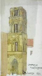 Campanile Martorana, Palermo, 1891 (ceruza és akvarell)