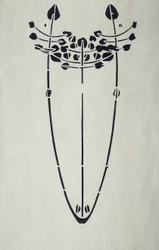 Modern reprodukció az eredeti Mackintosh stencilről fali dekorációhoz, fa motívum, 1902 (poszter színe patronpapíron)