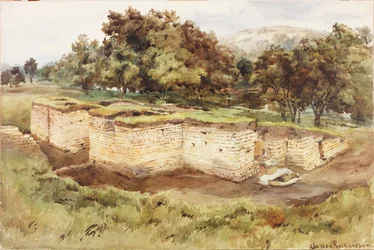 Chesters Bath House délnyugatról (testszín, ceruza és wc, papír)