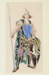 Jelmeztervezés Tristan számára, 1920 (wc papíron)