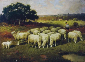 Egy pásztor a juhaival a mezőn, 1898