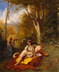 Egy algériai nő és szolgája a kertben, 1844